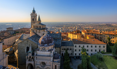 Panorama of Bergamo Old Town, Italy - obrazy, fototapety, plakaty