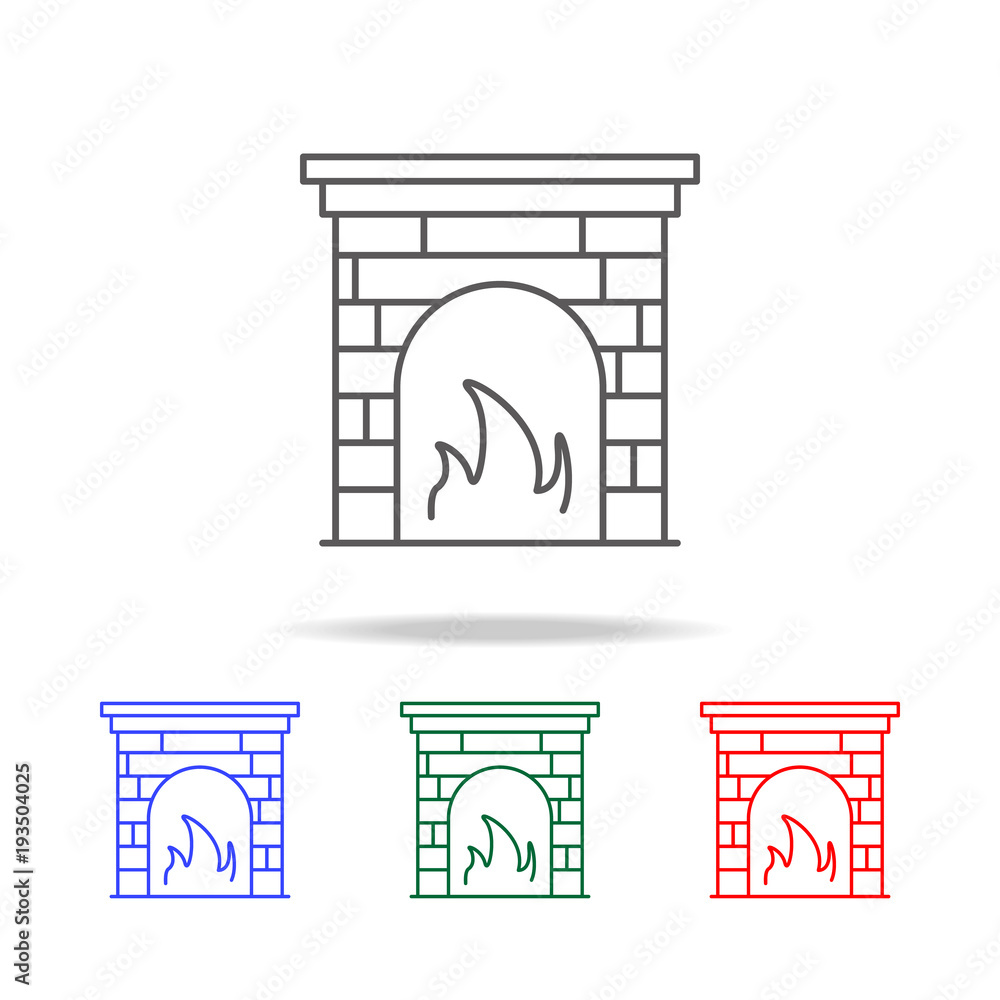 Poster fireplace icon. Elements in multi colored icons for mobile concept and web apps. Icons for website design and development, app development