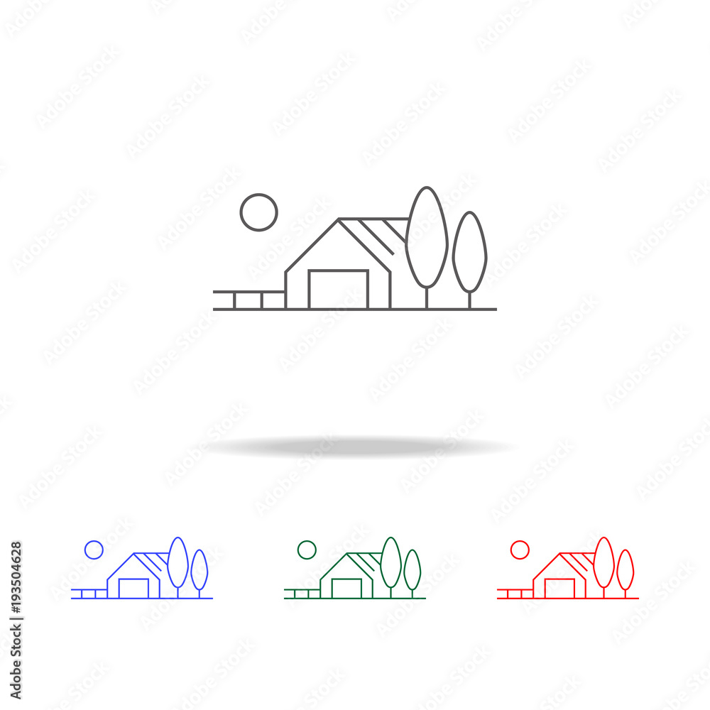 Poster farm landscape icon. elements in multi colored icons for mobile concept and web apps. icons for webs