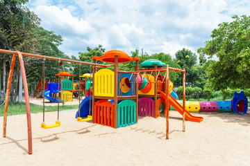 Modern children playground in park
