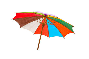 opened colorful umbrella isolated on white, This has clipping path.