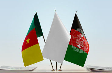 Flags of Cameron and Afghanistan with a white flag in the middle