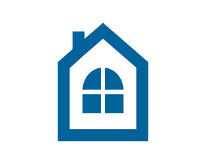 blue house window housing home residence residential real estate image vector icon