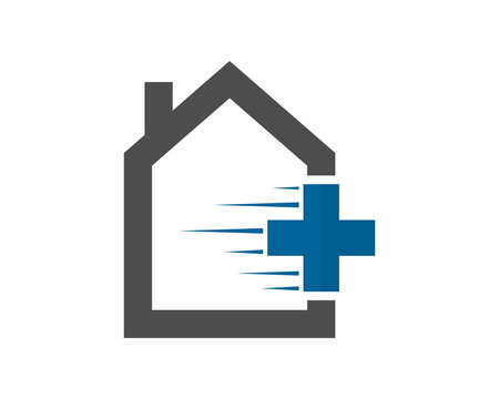 blue cross medical house image vector icon