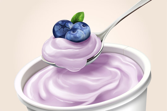 Closeup look at blueberry yogurt