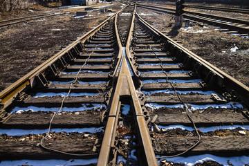 Fototapeta premium Rusted railway in outside