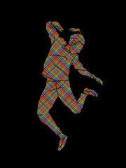 Street dance, B boys dance, Hip Hop Dancing action designed using colorful pixels graphic vector