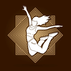 Street dance, B boys dance, Hip Hop Dancing action designed on line square background graphic vector