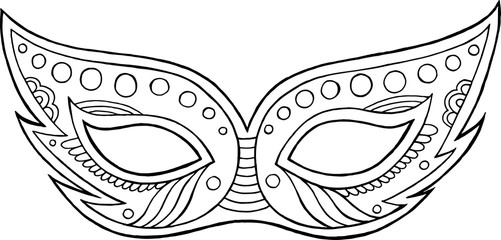 Mardi Gras mask - outline isolated element. Coloring page for adults. Vector illustration © Veronika