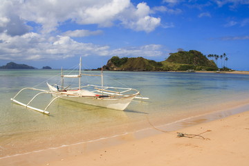 .Landscape of the beach of Nacpan. The island of Palawan. Philippines.