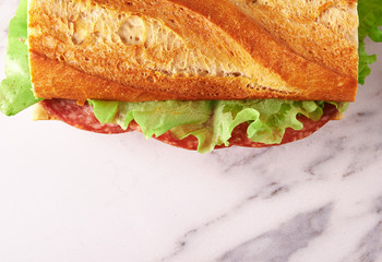 meat sandwich top view