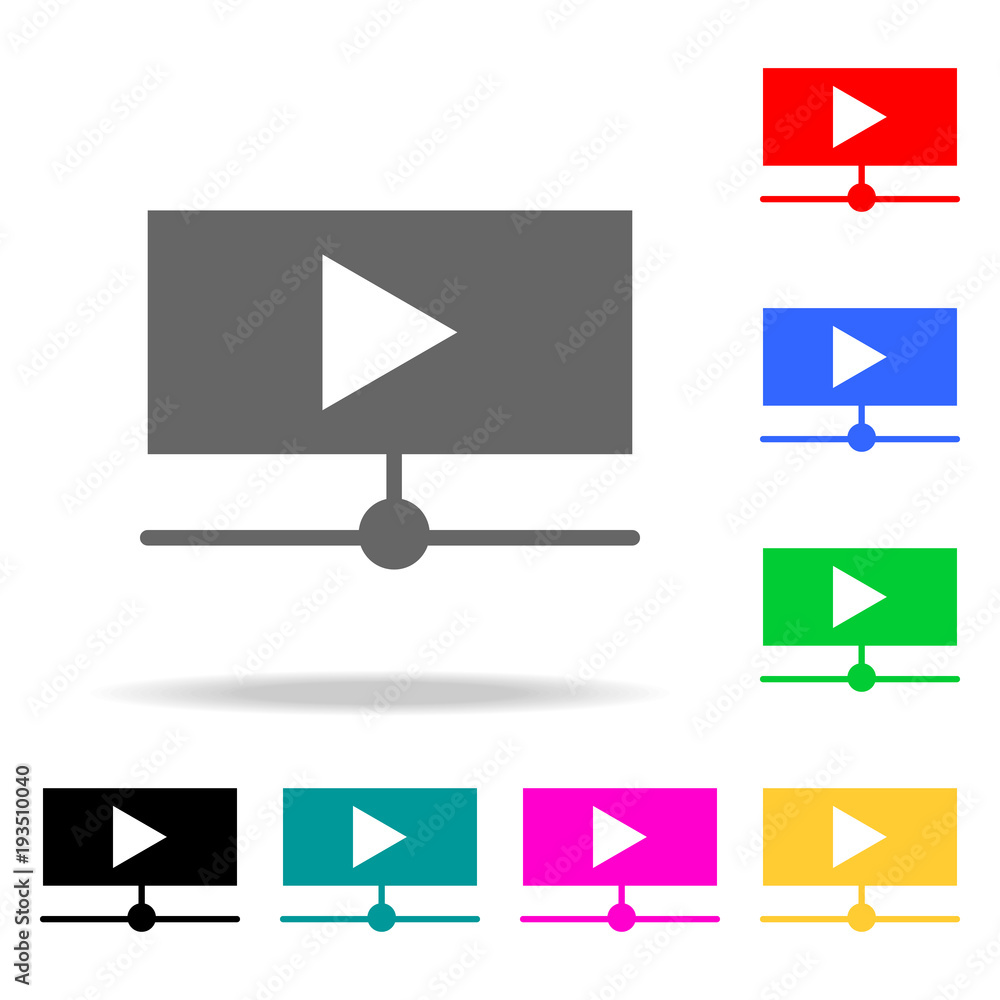 Poster online video play button icon. elements in multi colored icons for mobile concept and web apps. icon