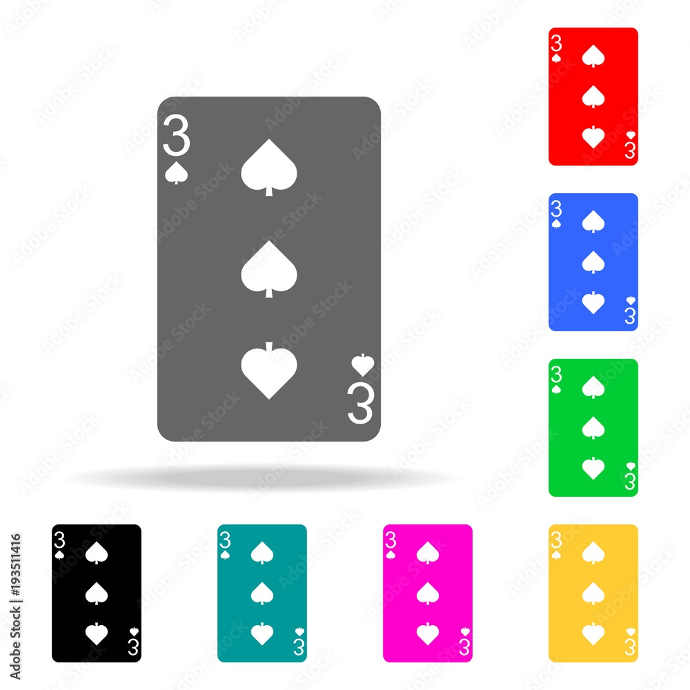 Poster playing card, peak three cards icon. elements in multi colored icons for mobile concept and web apps
