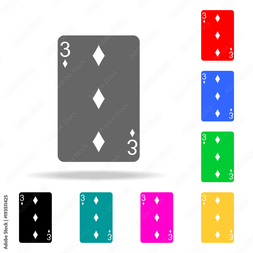 Poster playing card diamond suit three icon. elements in multi colored icons for mobile concept and web app