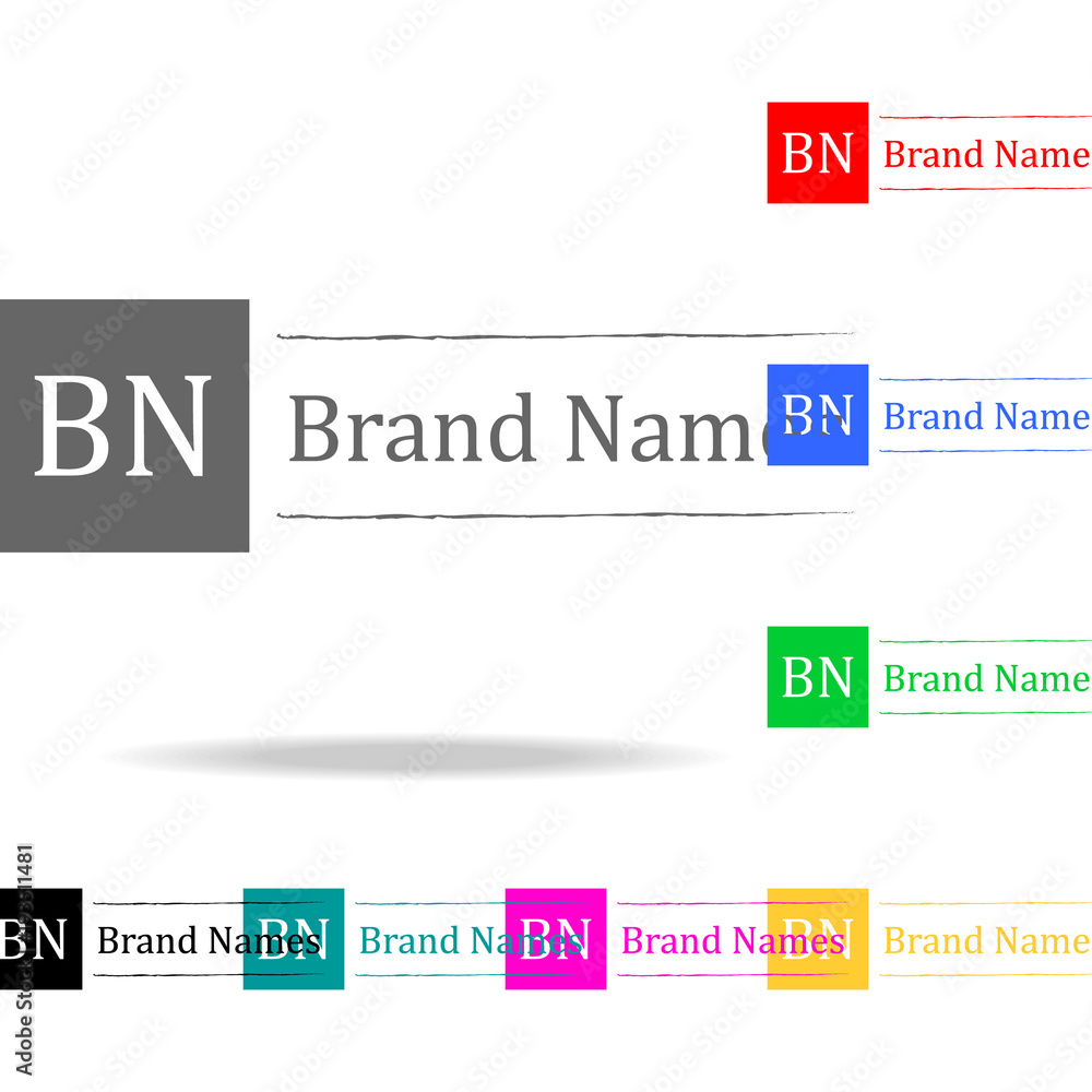 Poster place for a brand icon. elements in multi colored icons for mobile concept and web apps. icons for w