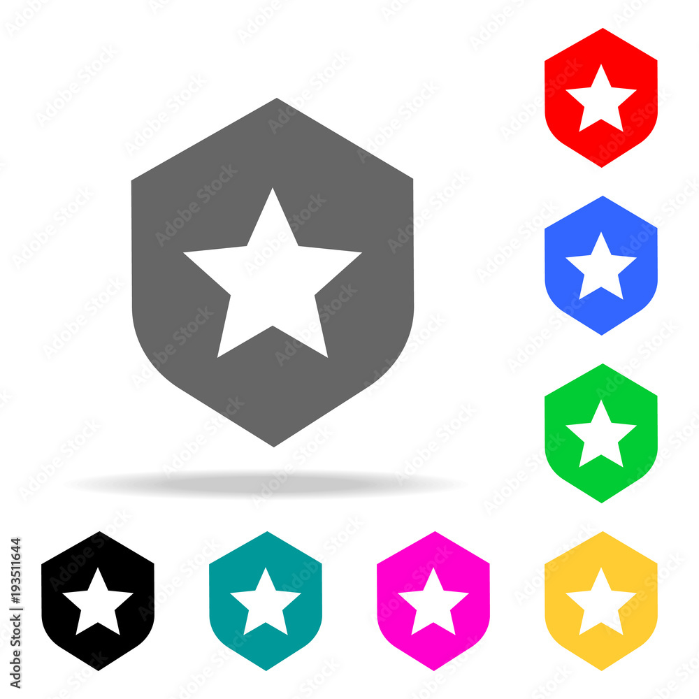Poster shield star icon. elements in multi colored icons for mobile concept and web apps. icons for website
