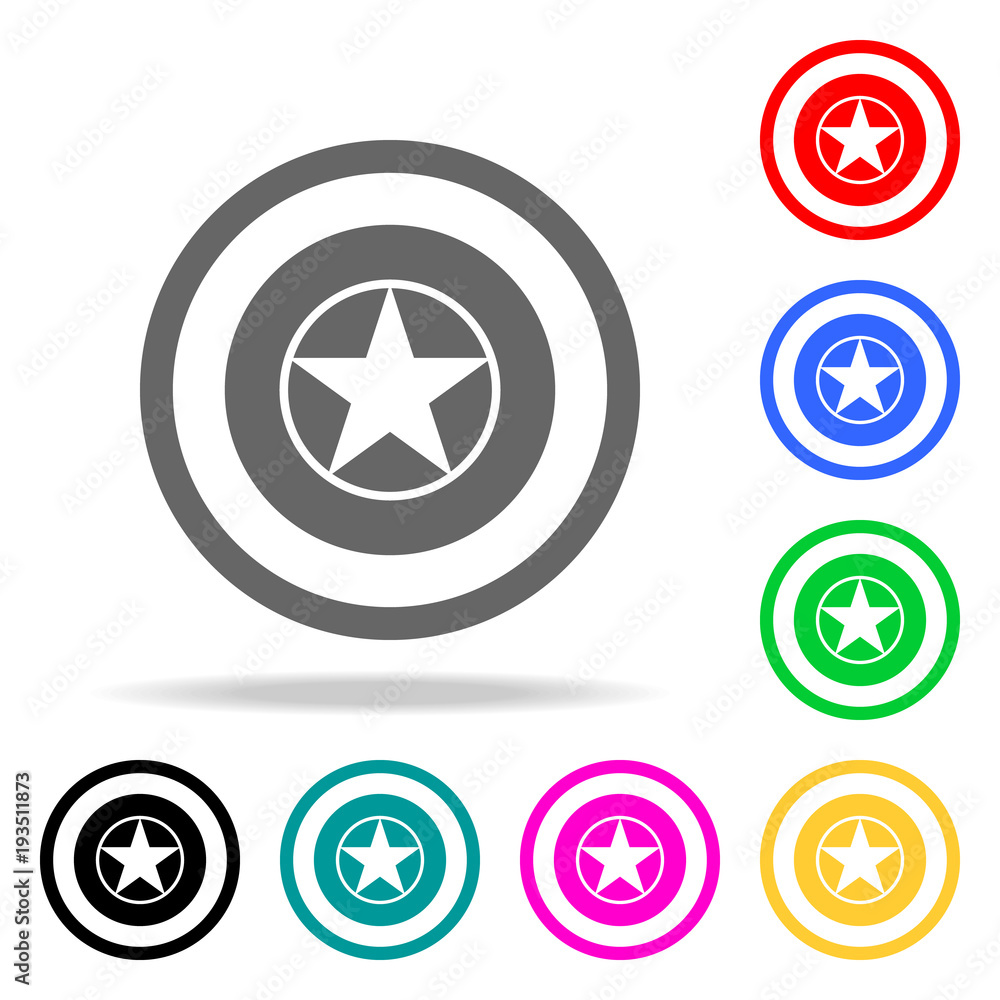 Poster shield with a star, superhero shield icon. elements in multi colored icons for mobile concept and we