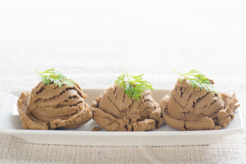 Close up chocolate ice cream in plate