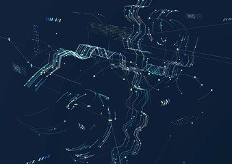 Abstract gear of multicolored lines.