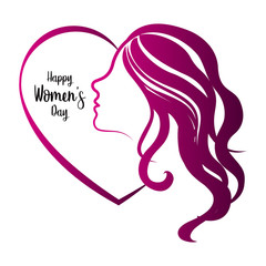 Girl avatar with heart shape. Happy women day