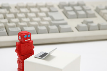 ロボットとパソコン　人工知能イメージ
