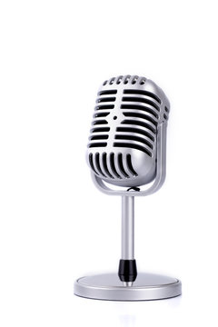 Retro microphone isolated on white background