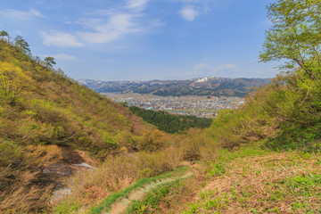 Naklejka premium 春の坂戸山から見た風景