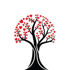 Love tree with heart leaves White background. vector illustration