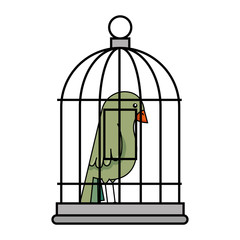 cute bird in cage vector illustration design