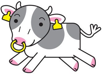 ホルスタイン　キャラクター　走る