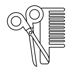 scissors tool with comb vector illustration design