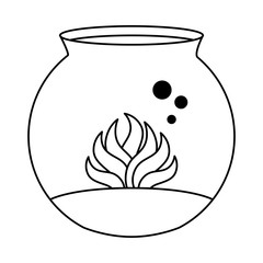 aquarium bowl with algae vector illustration design