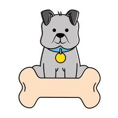 cute dog mascot with bone vector illustration design
