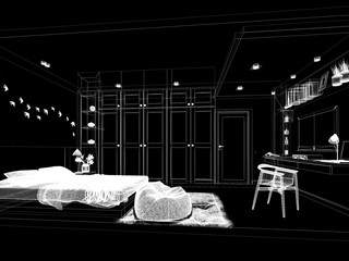 abstract sketch design of interior bedroom