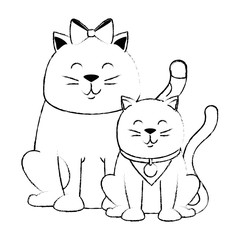 cute cats mascots characters vector illustration design