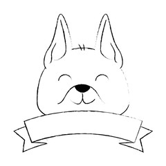cute dog mascot head with ribbon vector illustration design