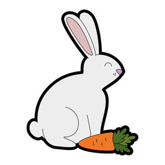 cute rabbit with carrot character vector illustration design