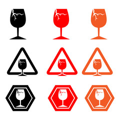 Broken glass icon. Vector danger warning sign