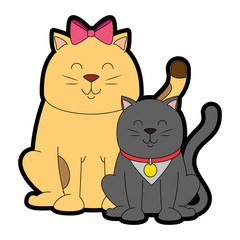 cute cats mascots characters vector illustration design