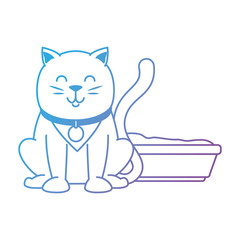 cute cat mascot with sand box vector illustration design