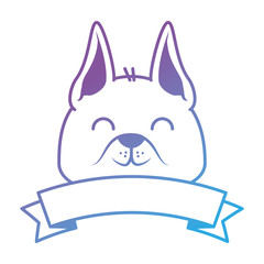 cute dog mascot head with ribbon vector illustration design