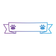ribbon frame with paw mascot vector illustration design