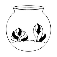aquarium bowl with algae vector illustration design