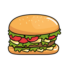 delicious burger fast food vector illustration design