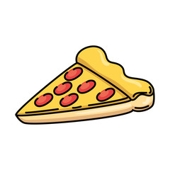 delicious pizza portion icon vector illustration design