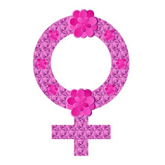 Female gender symbol with flowers