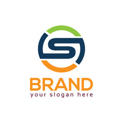 Letter S in circle. Flat logo vector.