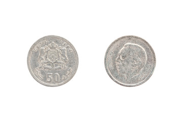 Fifty Moroccan santimat coin