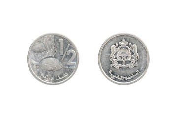 1/2 Moroccan dirham coin