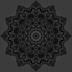 Elegant round dark ornament in classic style. Abstract traditional pattern with oriental elements, Classic vintage pattern